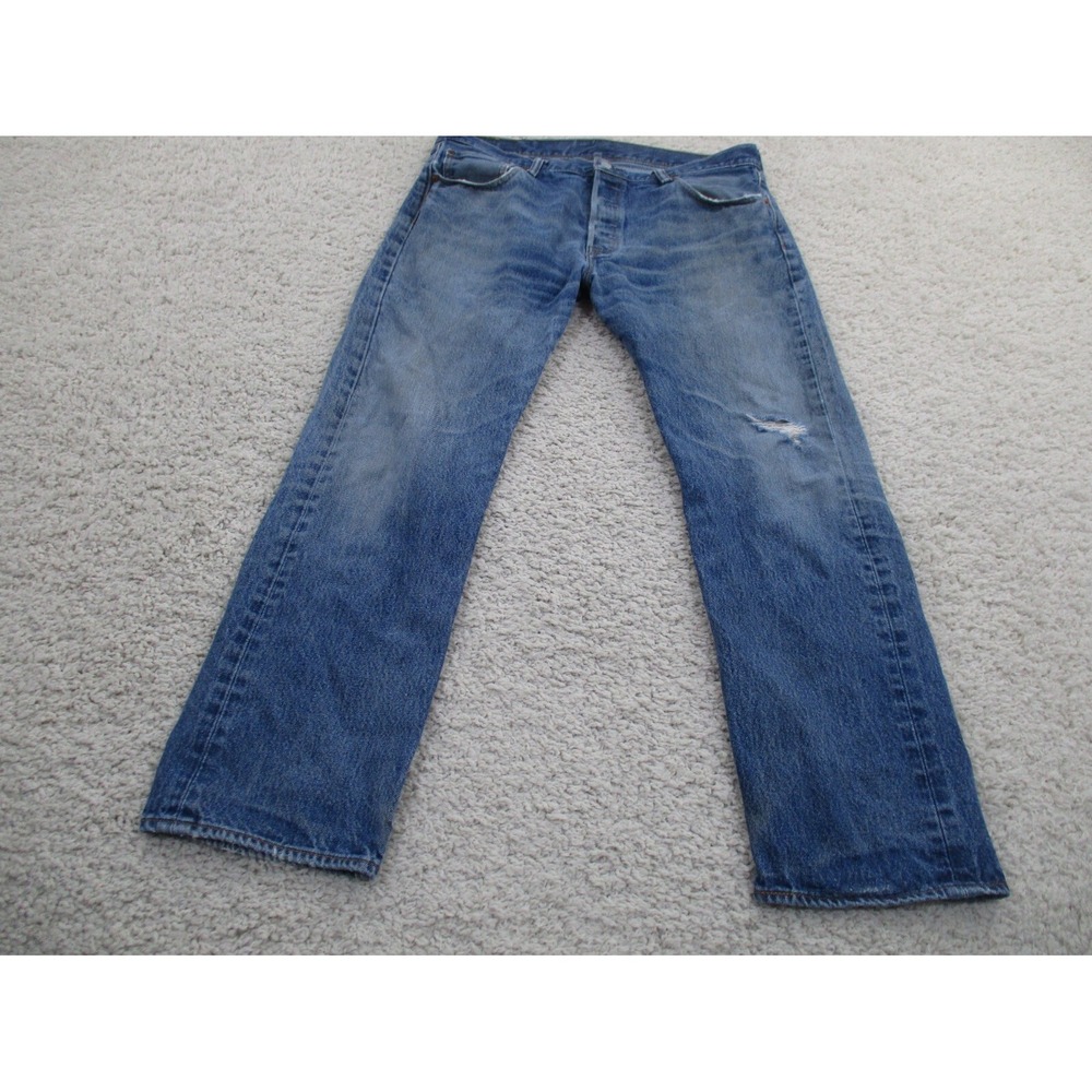 Levi's Jeans Mens 36x30 Blue 501 Button Fly Denim Cotton Outdoor Western Logo A5